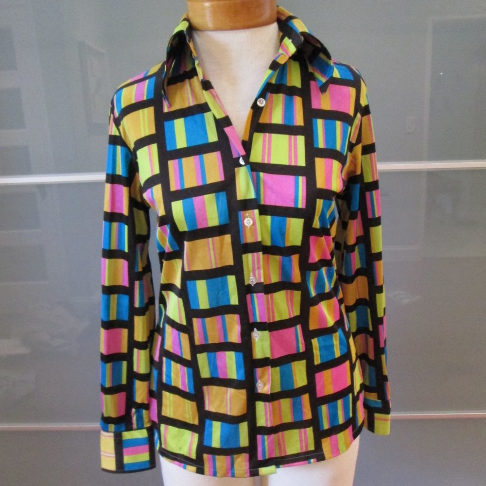 *SOLD* Vintage Marlboro 70s Disco Era Button Front Shirt - Picture 1 of 5